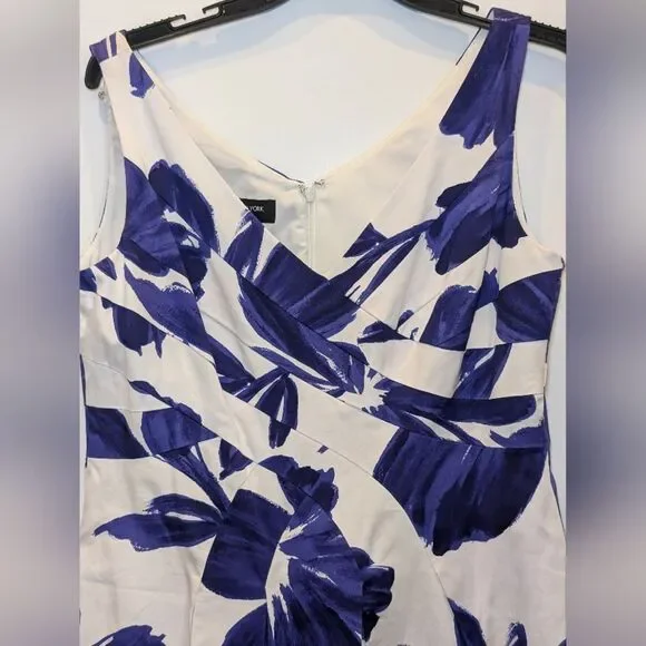 Jones New York Indigo White Floral Dress 6 Wedding Guest Coastal Garden Party - Picture 4 of 6